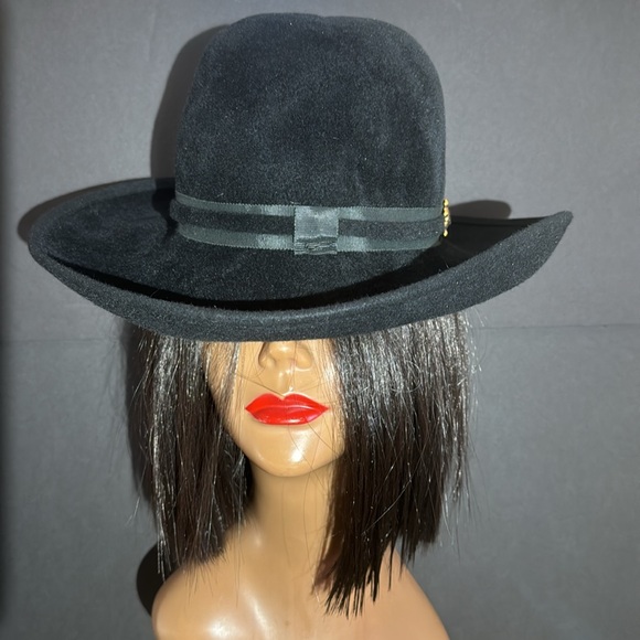Vintage 70s Black Felt Fur Fedora Hat - Picture 10 of 15